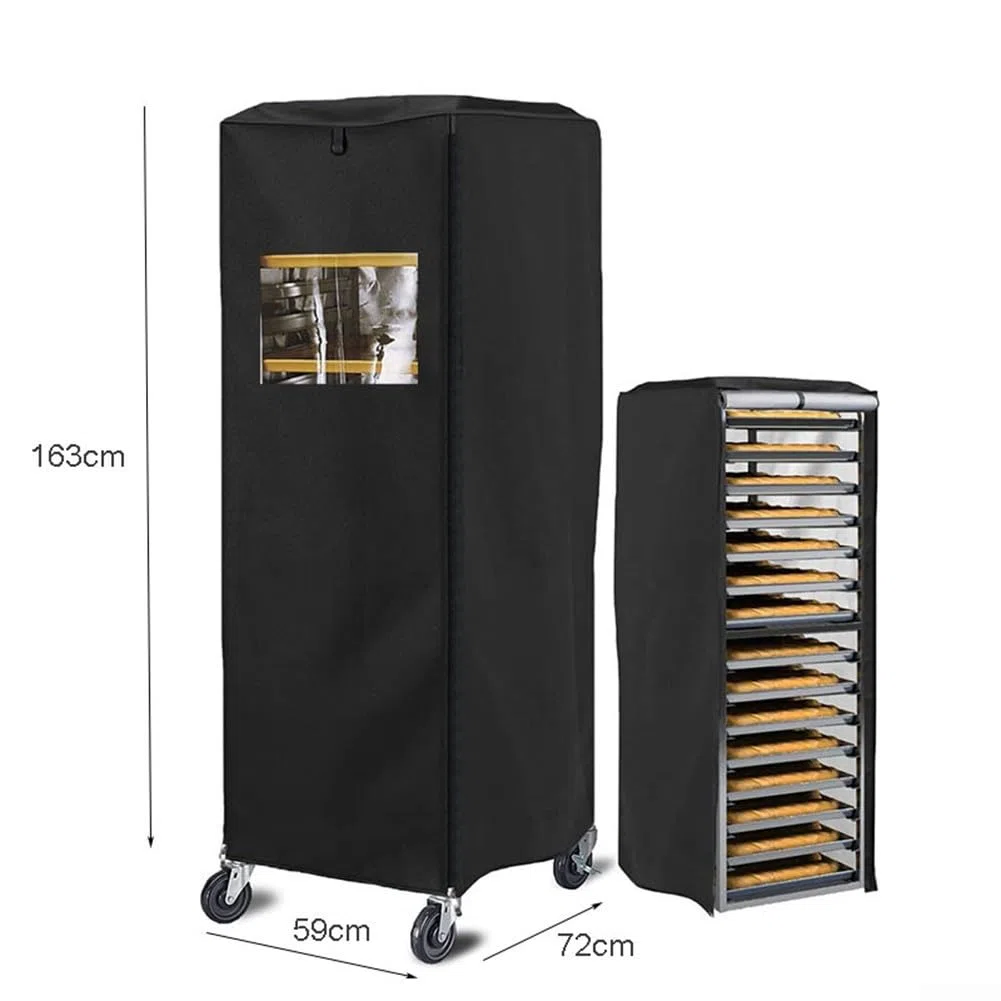 Yuanpgky Housse en polyester 420D avec fermeture éclair, design ventilé et rangement pliable compact pour pâtisserie commerciale ou à grande échelle - Noir, 59 x