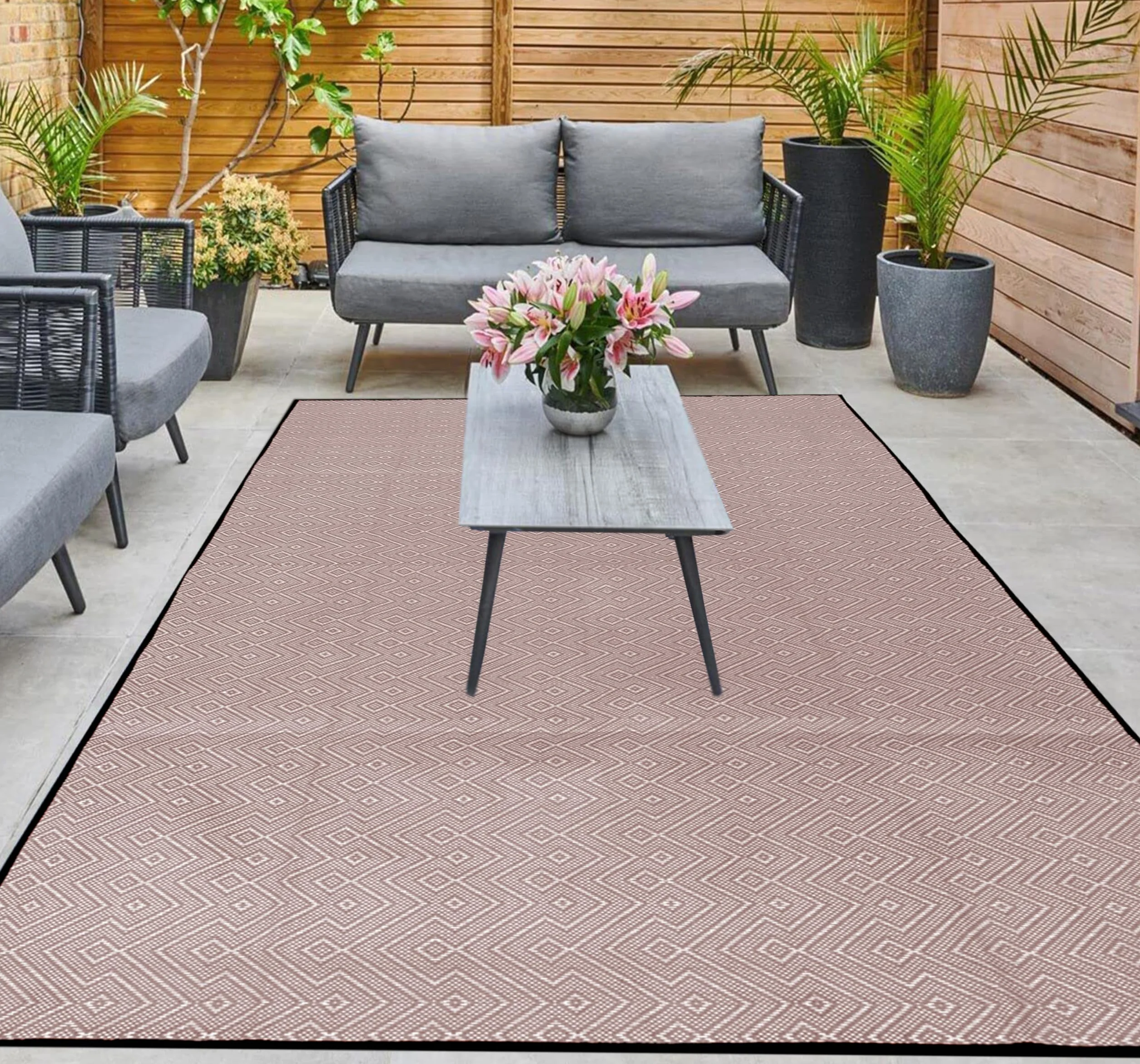 ARSUK Tapis Extérieur en Plastique, 180x120 cm Grand, Tapis pour Terrasse, Jardin, Plage, Camping, Balcon, Terrasse Bois, Cour, Véranda – Lavable, Portable, Confortable, Résistant et Anti-UV