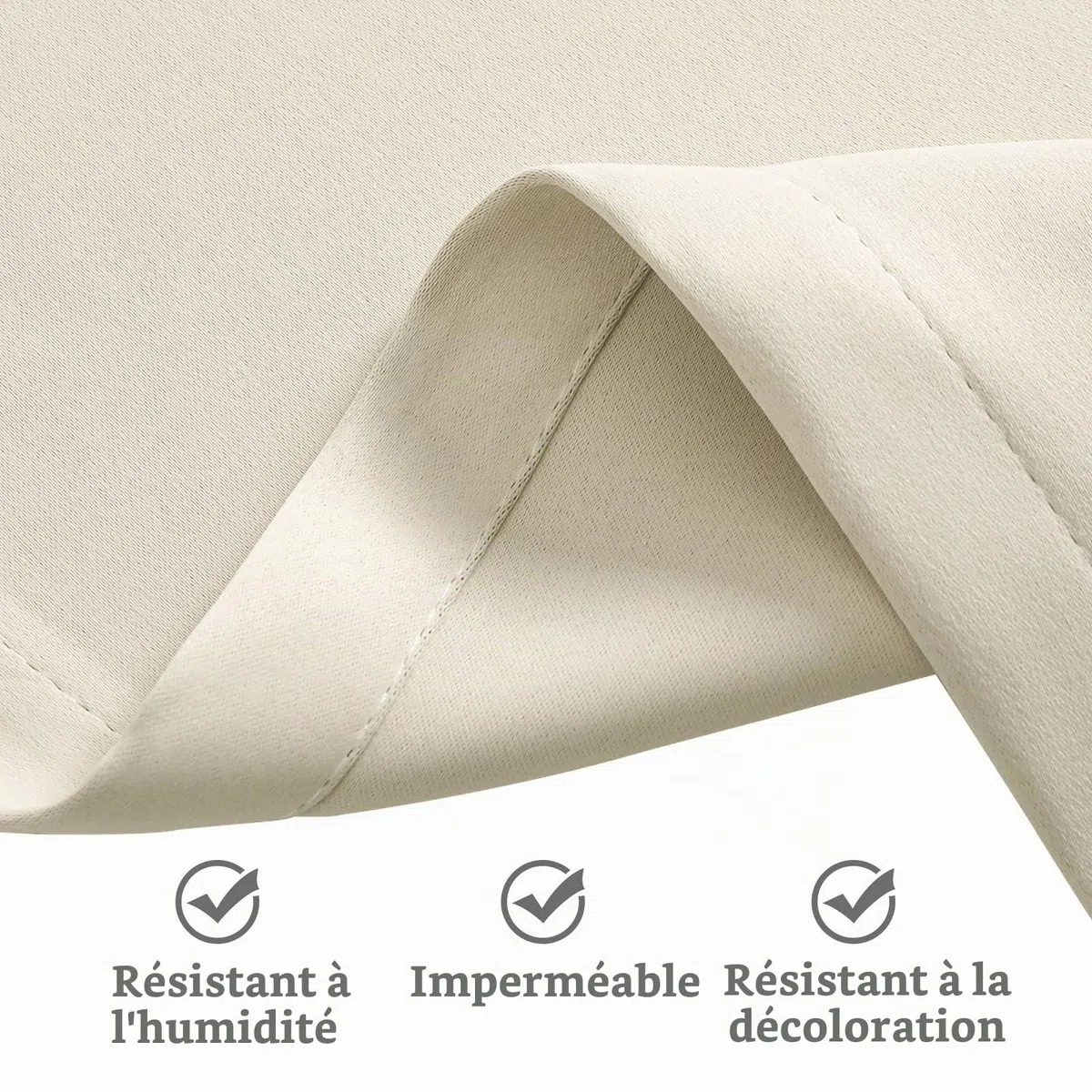 ele ELEOPTION Rideaux d'extérieur Hydrofuges, Protection Anti-UV avec œillets, pour Jardin, Cour, Balcon, Blanc Cassé, 1 Pièce / 132 X 213cm