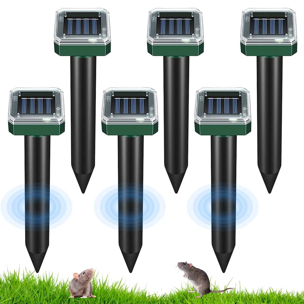 6Pcs Répulsif Taupe Solaire, Anti Taupe Ultrason Solaire, Répulsif Taupe Ultrason Solaire, Anti Taupe Solaire avec Ip65 Imperméable, pour Taupes, Serpents, Campagnols Et Autres Animaux (6Pcs)