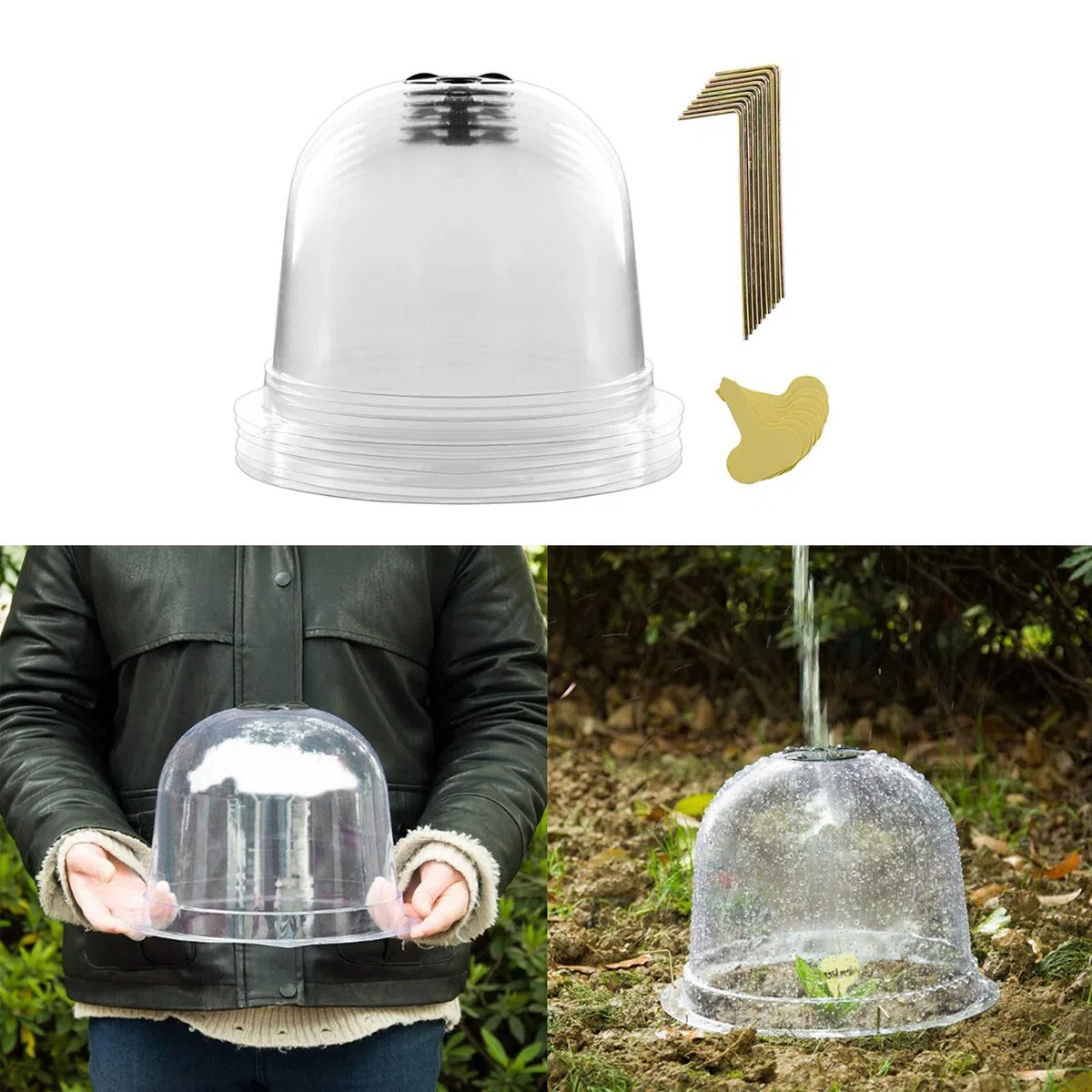 Cloche de jardin en forme de dôme pour plantes et humidité réutilisable