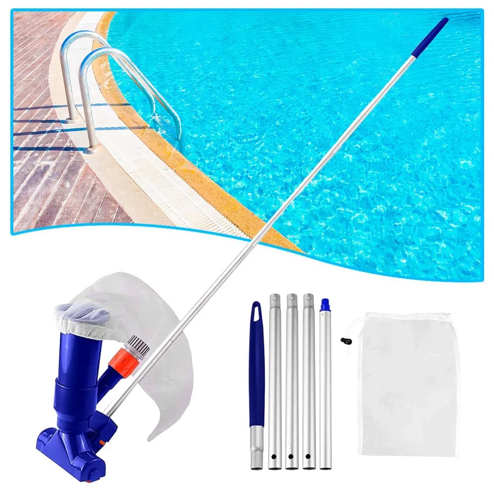 Sillar Kit de Nettoyage pour Piscine, Aspirateur de Fond de Piscine + épuisette à Feuilles avec Manche Télescopique | Kit pour Piscine, Jacuzzi, Spa