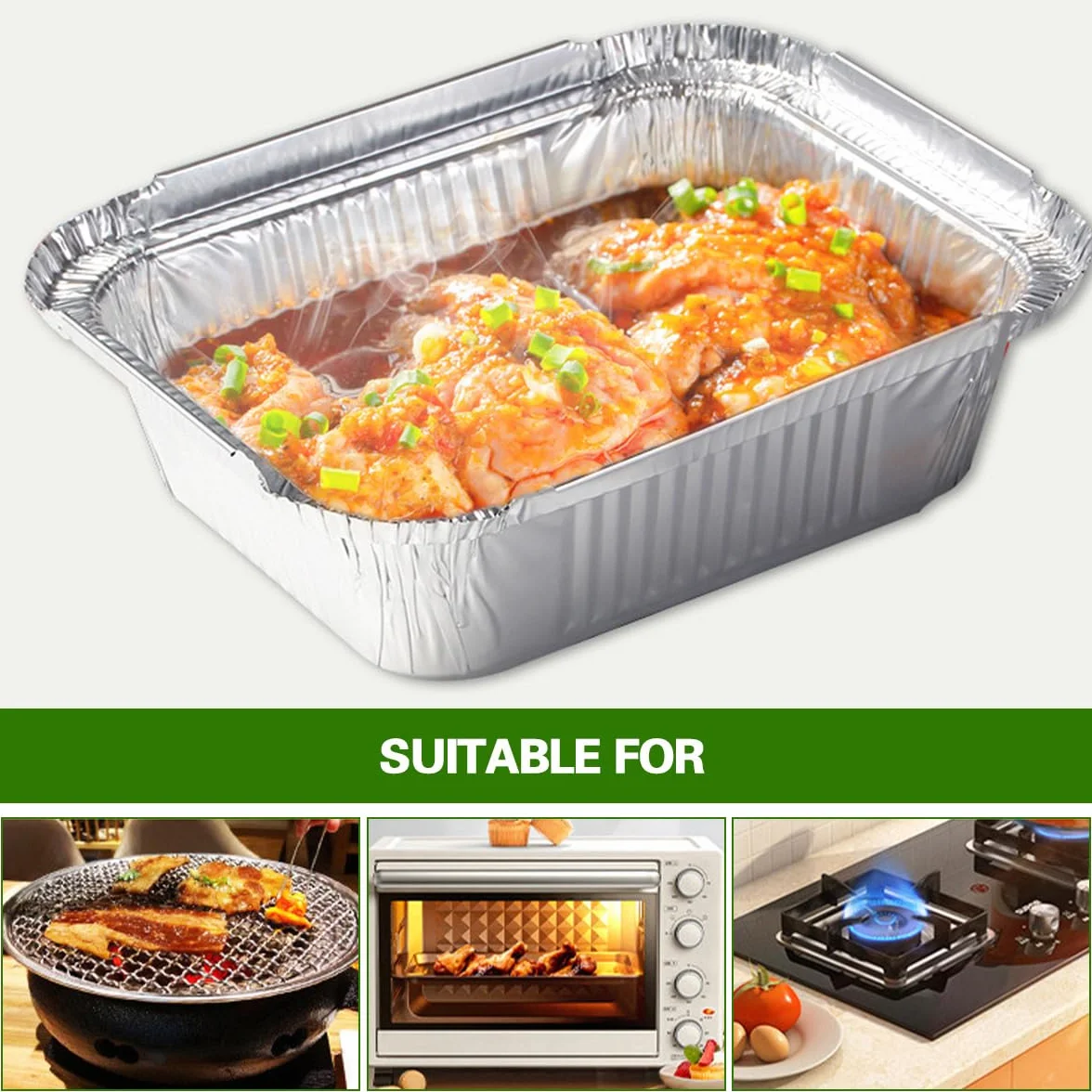 50 Pièces Barquette Aluminium Barbecue, 1000ml Plat Aluminium Jetable, Barquette en Aluminium Rectangulaire, Barbecue Plateaux Parfait pour la Cuisson Grillage Cuisine Restauration