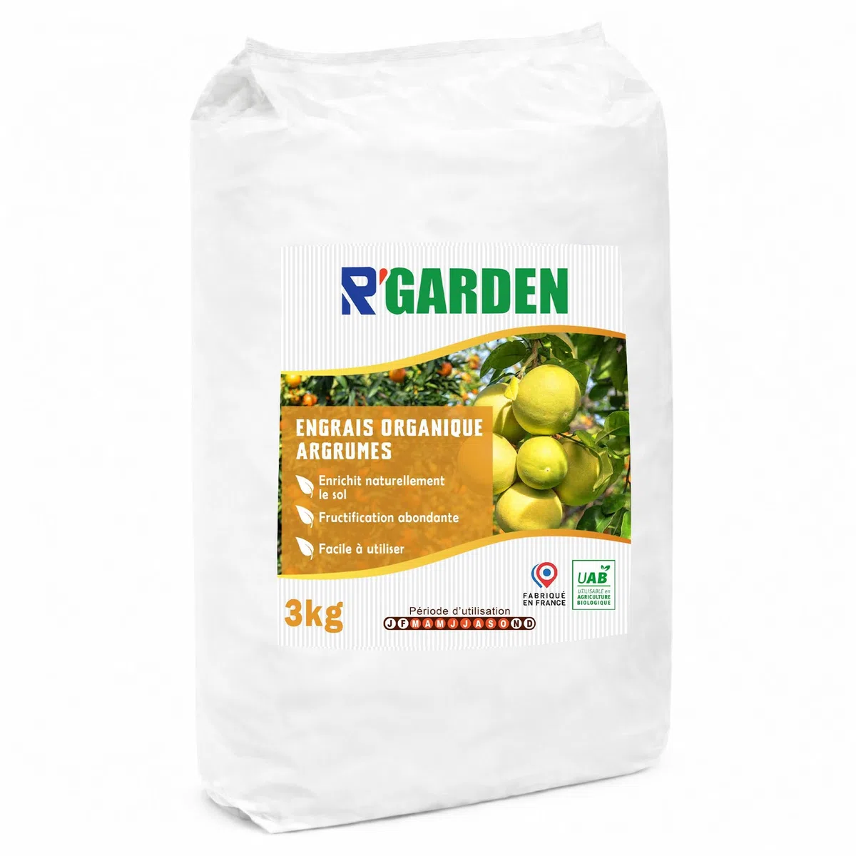 R’GARDEN – Engrais Organique Agrumes | Fertilisant Naturel pour Citronniers, Orangers et Mandariniers | Récoltes Abondantes | UAB – Fabriqué en France (3 KG)