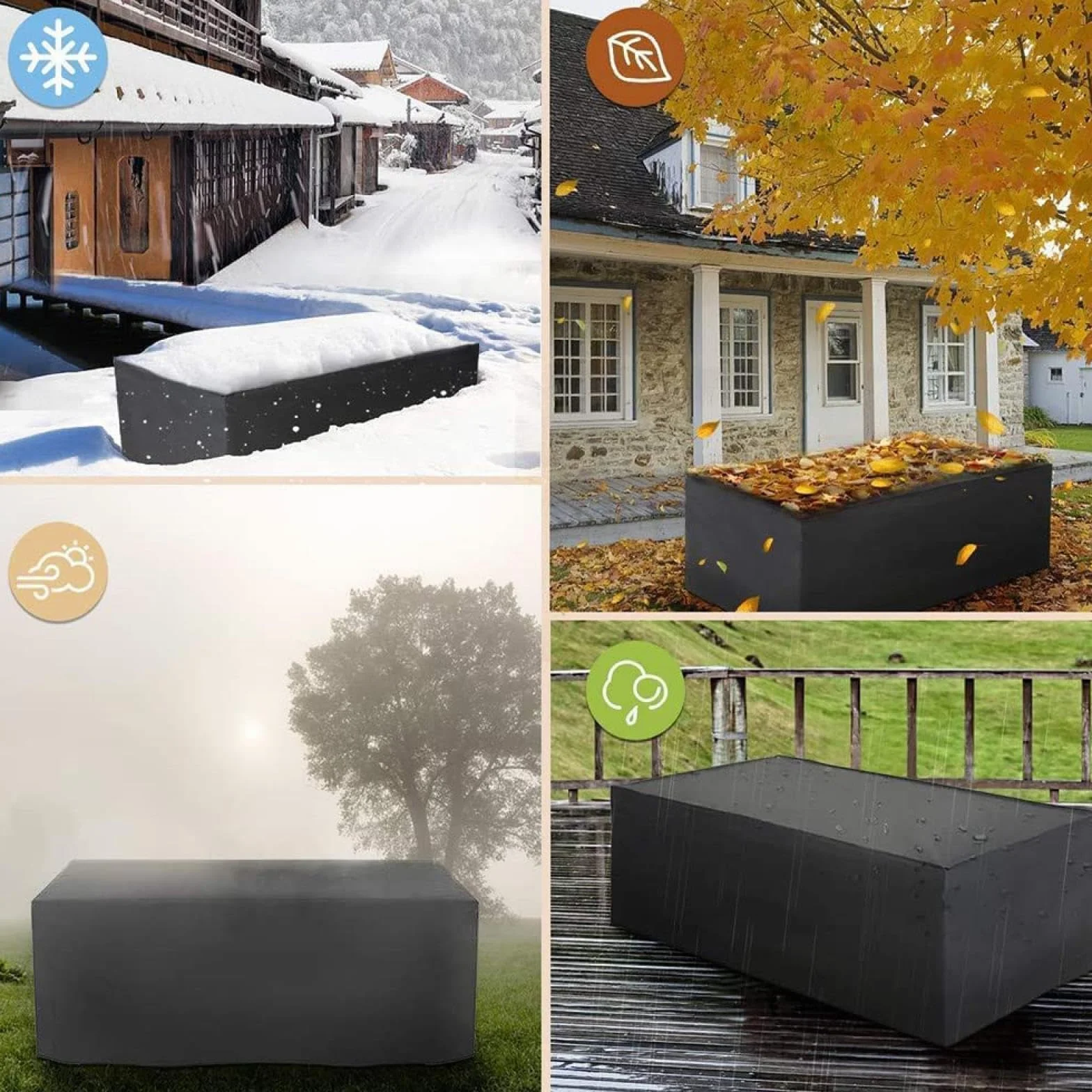 Housse Salon de Jardin Exterieur 180x90x80cm Épais,Durable Tissu Oxford 420D Couverture de Protection Housses de Meubes Exterieur Imperméable,Anti-UV,Résistance au Vent