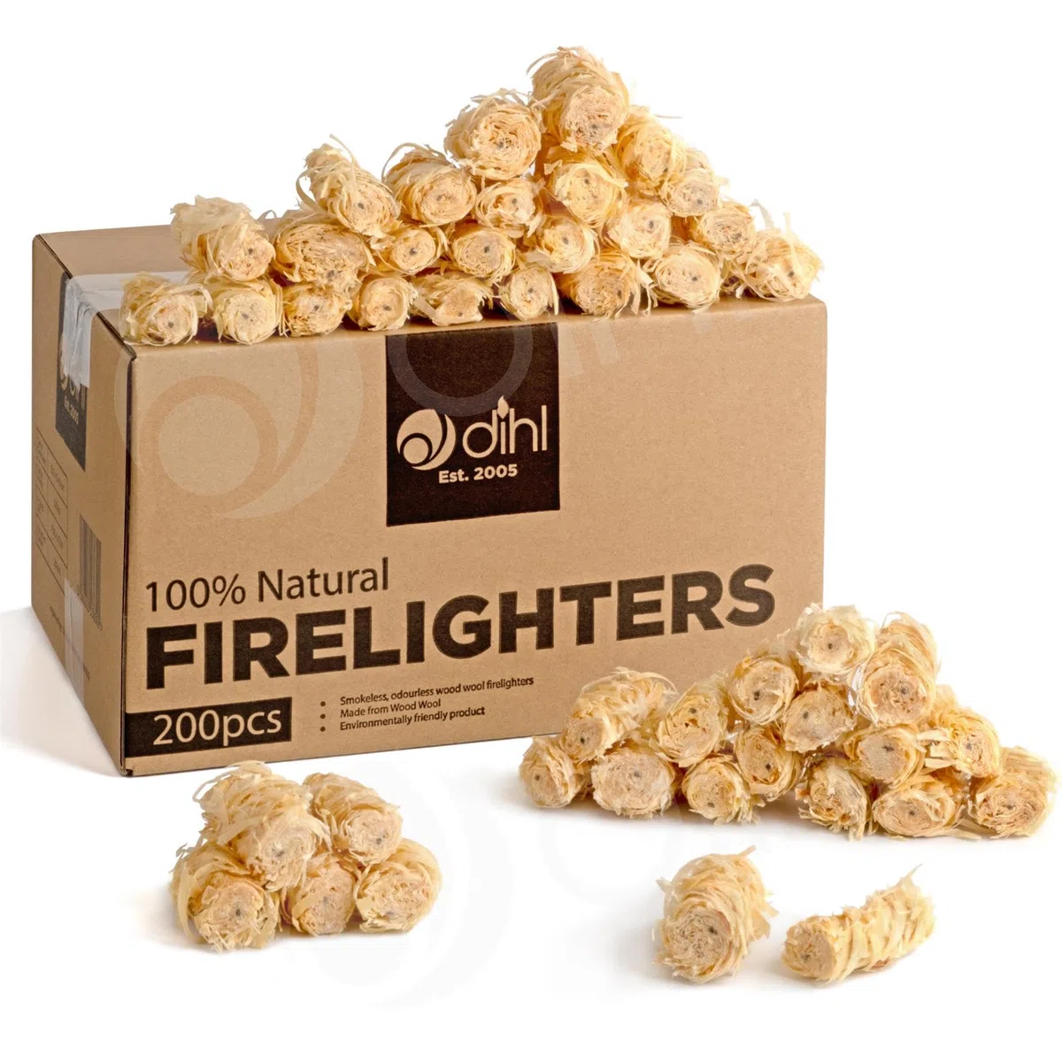 Dihl 200 x Quick Wax, allume-feu naturel, sans danger pour barbecue, barbecue, foyer, four à pizza et poêle - 200 pièces
