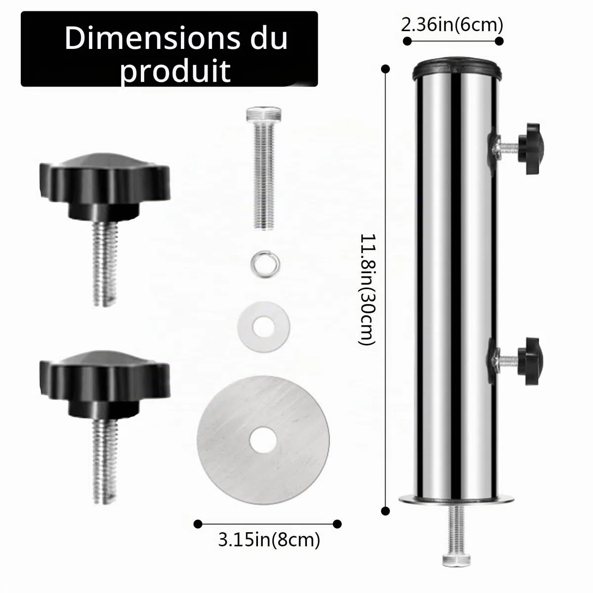 Pied de Parasol,Colonne de Base de Parasol Pour Granit,Colonne de Parasol Universelle Avec Anneau RéDucteur En 3 Parties (48/38/32 Mm),Supports de Manchon de Parasol,Colonnes de Parasol de Jardin