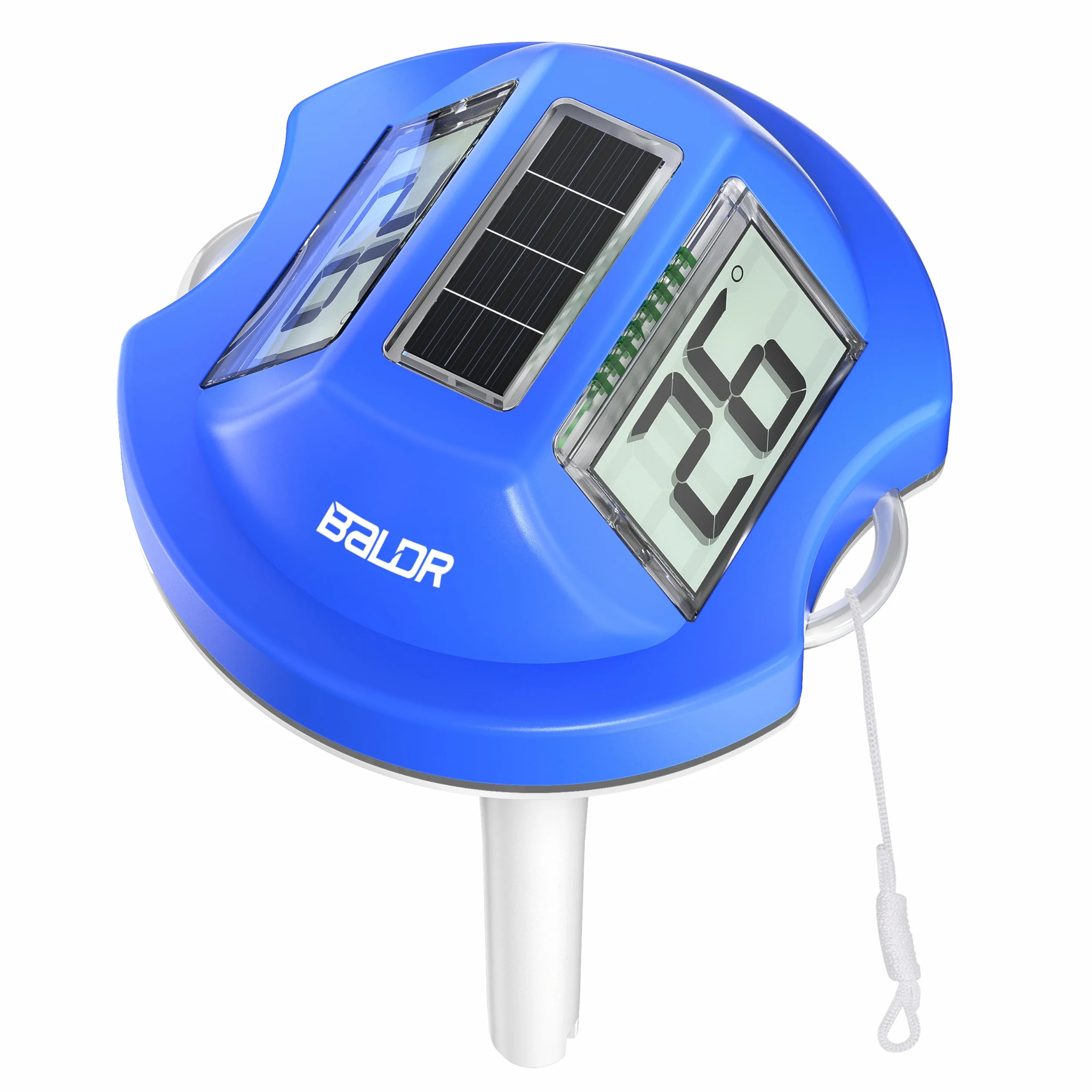 Thermomètre Flottant pour Piscine BALDR Solaire à Double Grand Écran Anti-Reflets | Sonde de Température Numérique Étanche IPX7 pour Piscines Enterrées, Hors-Sol, Spas & Étangs(Bleu foncé)