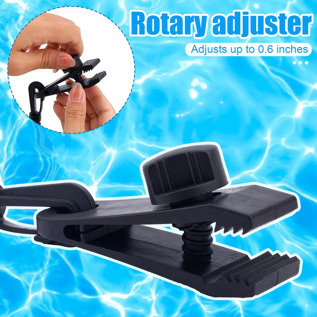 BOXOB 18pcs Kit d'attache Enrouleur Couverture Solaire Piscine, Comprend 6 Bandes Couverture Solaire avec Crochets 6 Pinces Piscine & 6 Fermetures Auto-Agriffantes