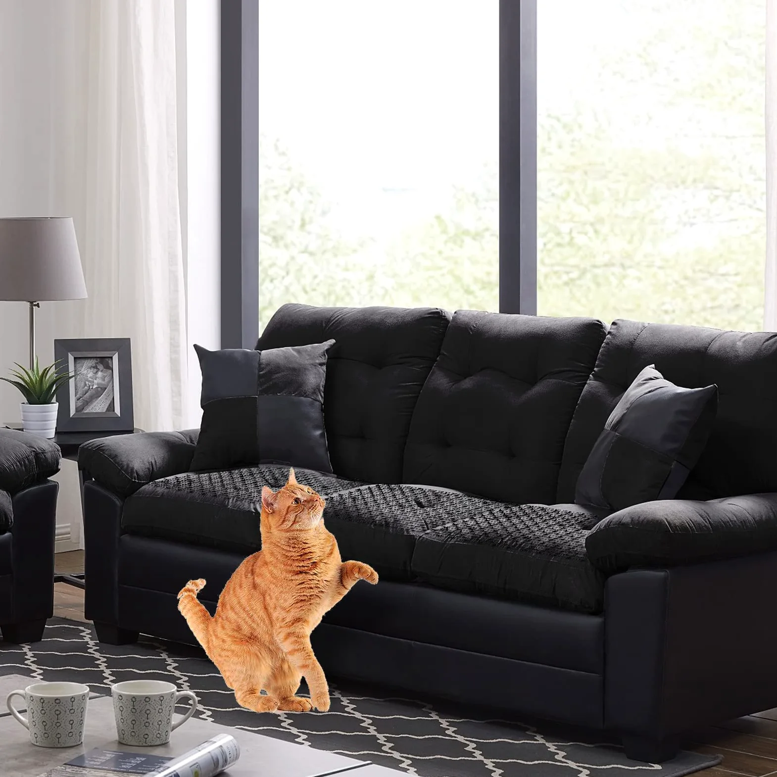 AKOLAFE Tapis Anti Chat 400 x 30 CM Tapis Anti-Chat avec 8 Pointes Tapis Anti Chien Noir Tapis Répulsif Chat Empêcher Animaux de S'approcher Tapis Picot Anti Chat pour Jardins Intérieurs et Extérieurs