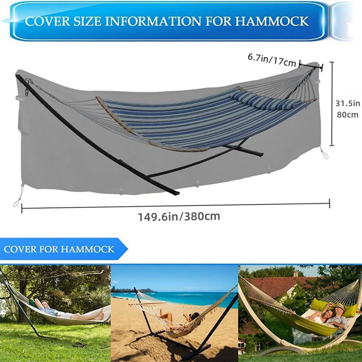 Housse de Protection pour hamac, imperméable, Coupe-Vent, en Tissu Oxford, Housse de Protection épaisse pour Tente, résistante aux UV, avec Cordon réglable, pour Camping, Jardin, balançoire