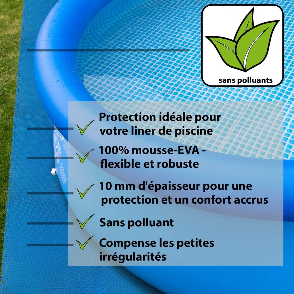 Montafox Tapis de Piscine Tapis de Base Épais Set de 8 Bleu 60 x 60 x 1 cm Éléments de Sol Dalle Mouse Piscine Spa Exterieur Protecteur de Sol pour Piscine