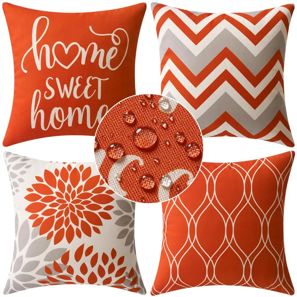 MIULEE Lot de 4 Imperméables Housses d'oreillers Décoratives Housse de Coussin pour l'extérieur Imprimées pour Le Canapé Le Balcon Le Patio ou Le Salon