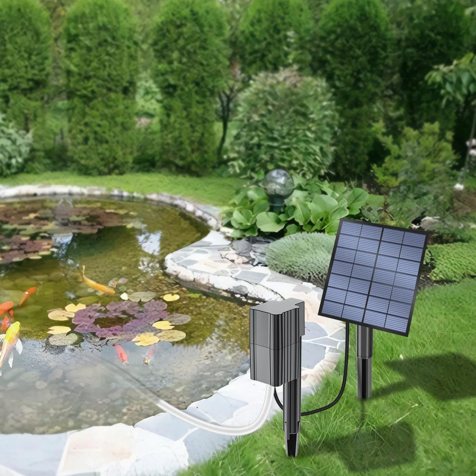Aérateur de bassin professionnel à énergie solaire – Pompe à haute efficacité | Bulleur d'air réglable pour aquarium, kit de bulles , diffuseur d'oxygène, système de batterie de secours