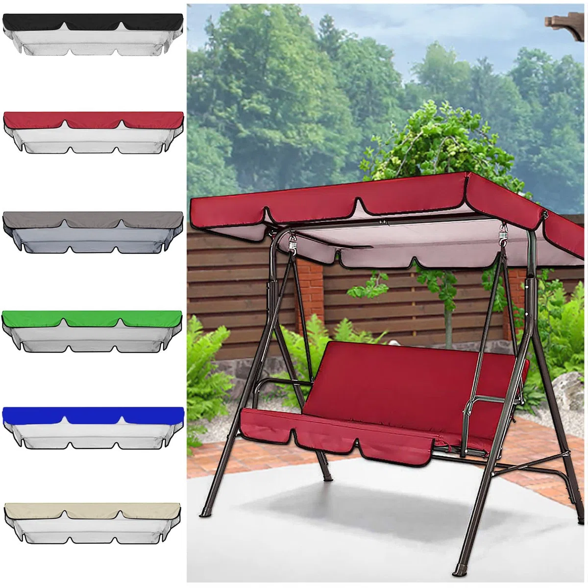 Générique Toit de Rechange pour Balancelle de Jardin Housse de Rechange Toit de Balançoire Canopée pour Balancelle Remplacement de l'Auvent de Balançoire Extérieure de Jardin