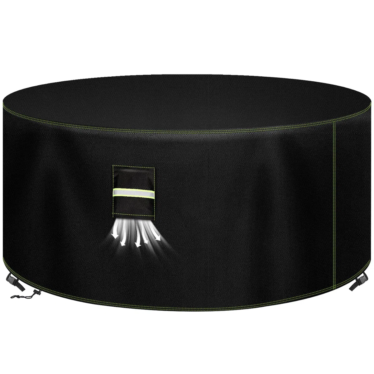 VDISRR Housse Table de Jardin, 600D Tissu Oxford Housses pour Mobilier Ø130 x 71 cm, Bâche Salon de Jardin avec Grilles D'aération, Imperméable, Coupe-Vent, Anti-UV Couverture de Protection Meubles