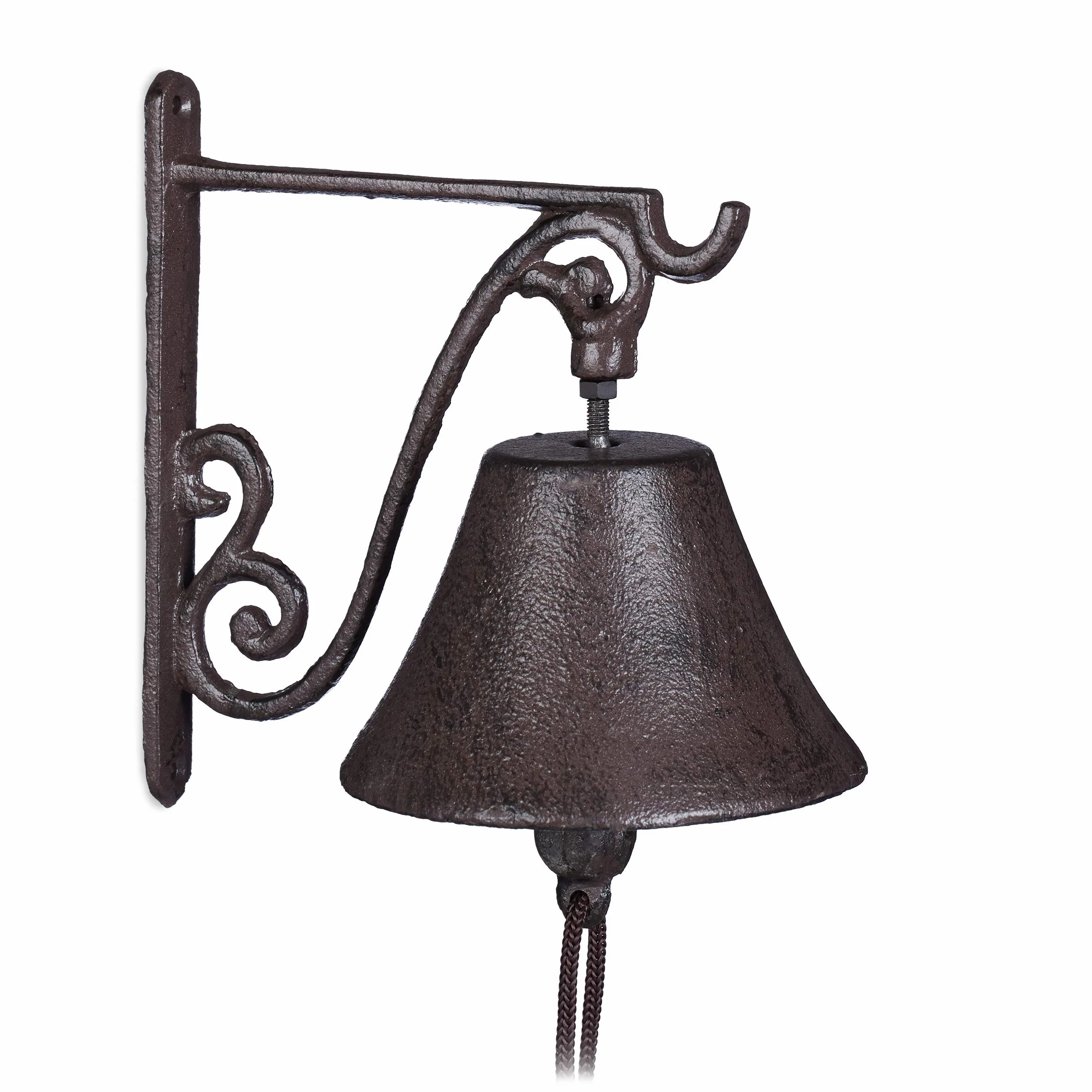 Relaxdays Clochette de Porte en Fonte Antique Carillon Fort et Clair Cloche Murale résistante Brune, Marron