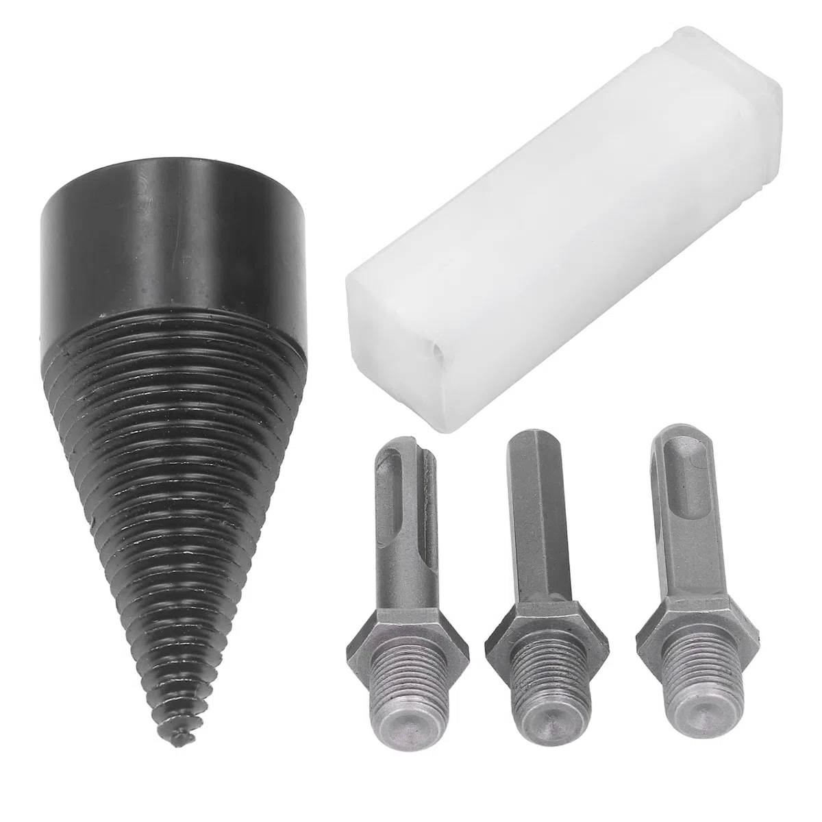 Foret à Cône de Fendage de Bois, Foret Fendeur de Bûches de Bois de Chauffage Outil de Fendage de Bûches en Acier au Carbone avec Tige Amovible pour Ferme Domestique (42MM)