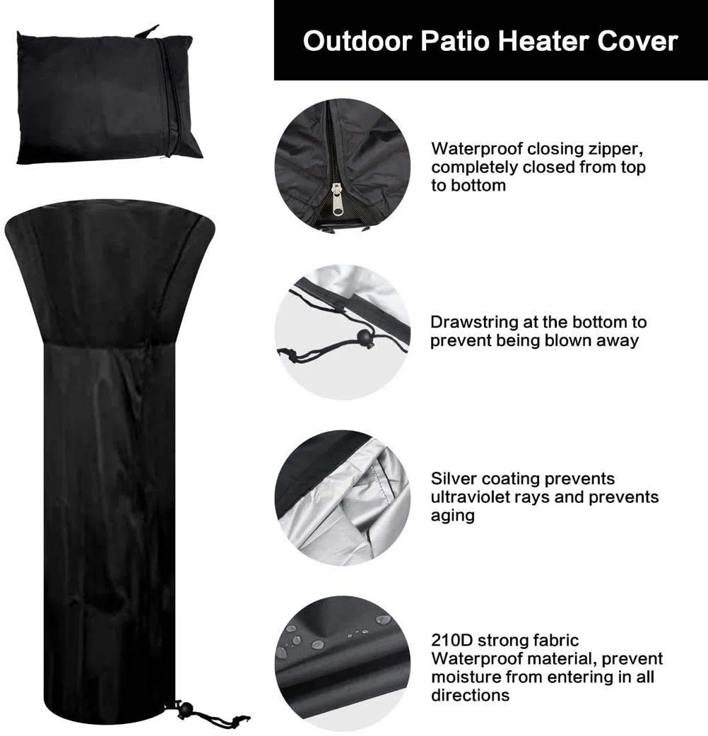 Couverture de Chauffe-Patio Housse pour parasol chauffant210D Bache de Protection pour Chauffage de Terrasse Extérieur Anti-Poussière/Vent
