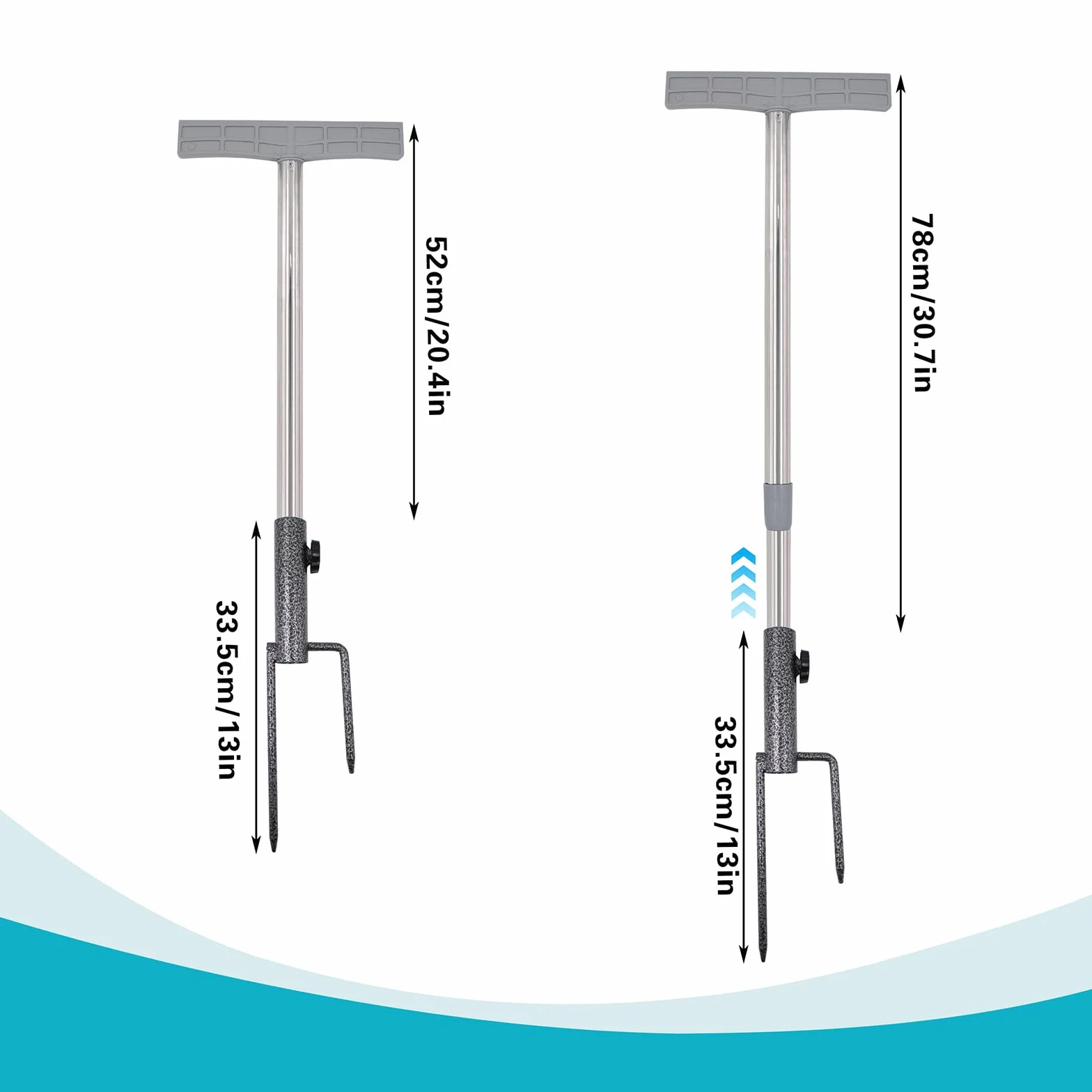 Lot de 2 piquets de signalisation pour panneaux avec piquet en métal pour panneaux de jardin - Support télescopique de 52 à 78 cm - Pour jardin, cour, pelouse