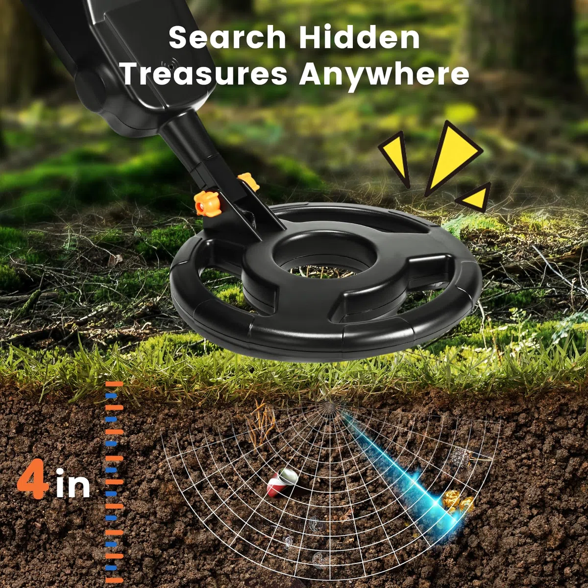 Detecteur de Metaux Enfants, Détecteur de Métaux Légers et étanches IP68 avec Écran LCD et Indication Sonore, Haute Précision pour Enfants avec Pelle pour la Recherche de Métaux