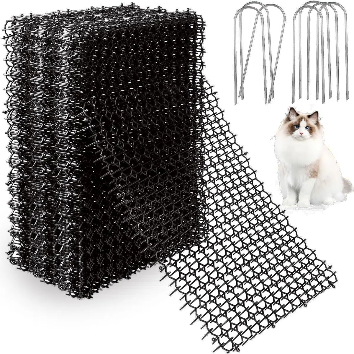 JMIATRY 16 Pcs Anti Chat avec Pointe 20x40CM, Tapis Anti Chat, Tapis Anti Chat avec Piquets pour Jardin, Clôtures, Canapé
