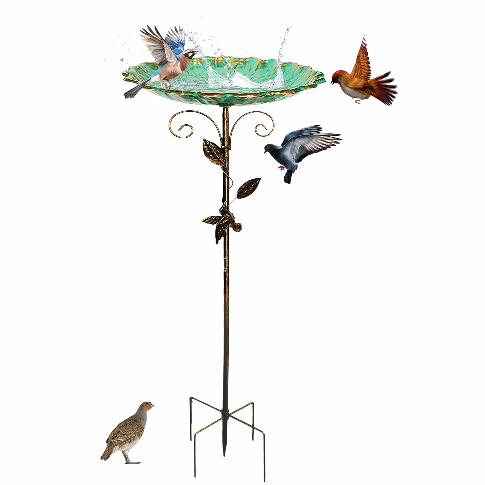 Abreuvoir Oiseaux Exterieur, Avec Un Socle Robuste À Cinq Pattes, Bac À Eau Pour Oiseaux Vintage En Métal De 78 Cm, Résistant Au Froid, Bac À Eau Sur Pied Pour Jardin