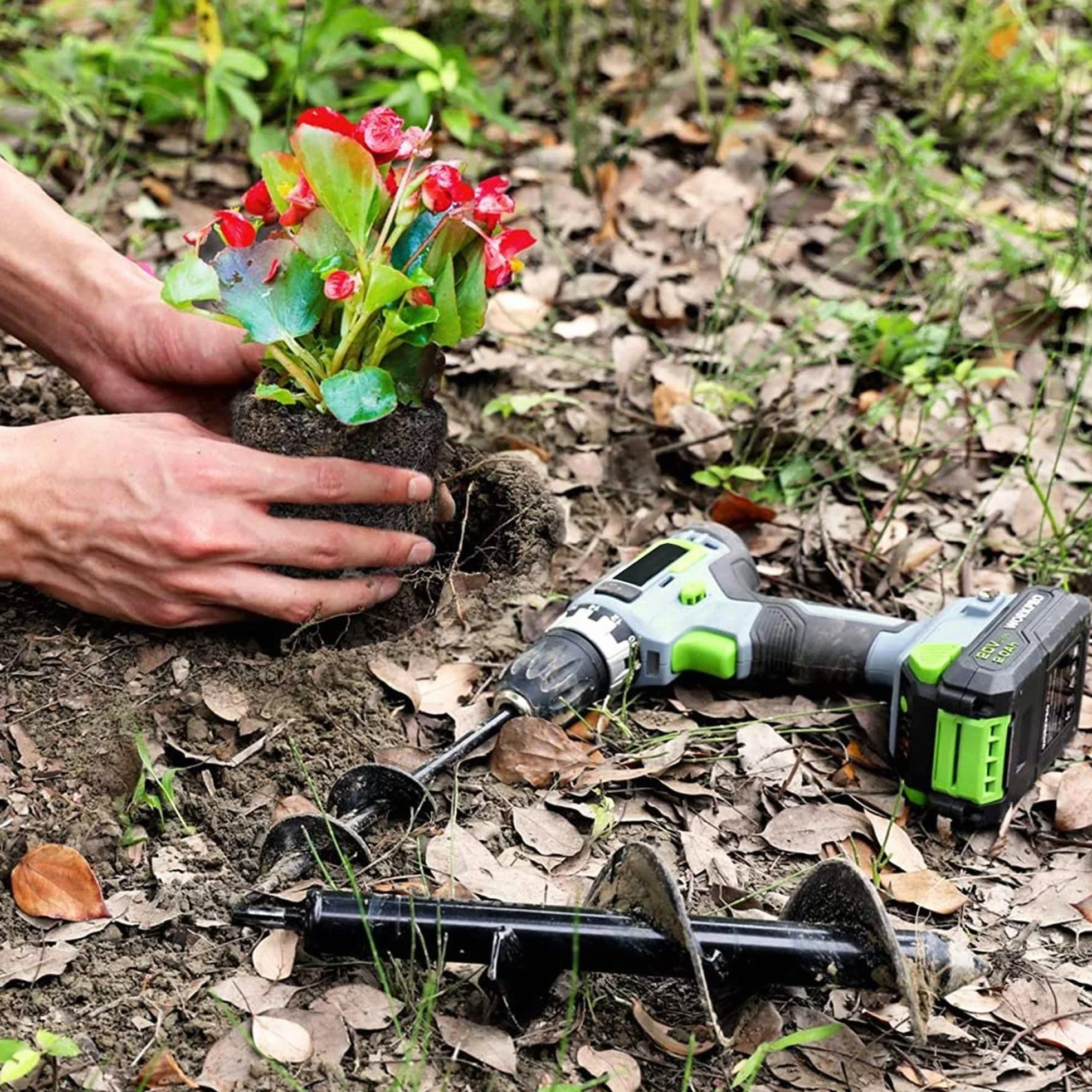 FISHTEC - Tarière pour Perceuse Jardin Ø 90 mm - Foret embout 8 Longueur Mèche 25 cm en Acier Creuser Rapidement des Trous et Planter vos Fleurs Arbre Arbuste, Piquets, Poteau