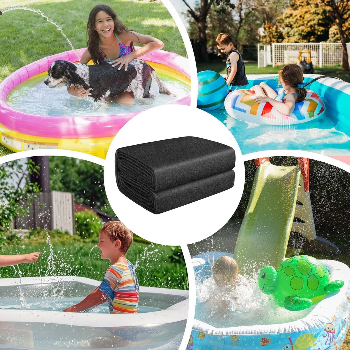 Tapis de revêtement de piscine hors sol | Tapis rond de 4,6 m | Tapis de protection de base épais | Pour piscines hors sol, empêche les crevaisons et prolonge la durée de vie de la doublure