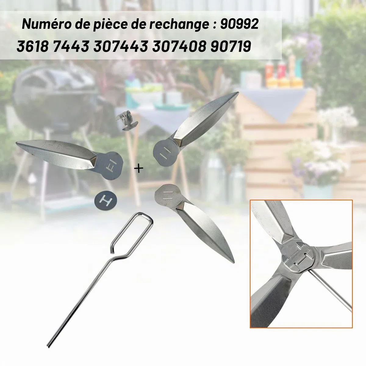 Lot de 2 Systèmes de Nettoyage One Touch de 47 cm, 18-1/2-Inch Kit de Nettoyage One Touch Compatibles avec Les Pièces de Barbecue Weber 7443 90992 3618 307443 307408 90719