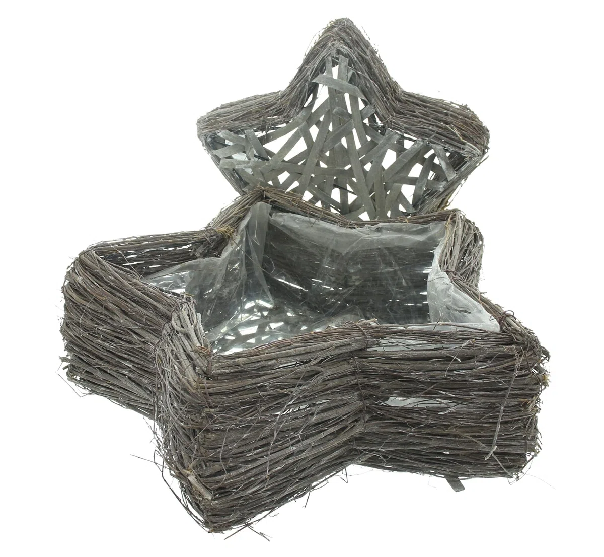 Dekoleidenschaft Lot de 2 paniers à plantes en forme d'étoile - Diamètre : 30 + 40 cm - Pot de fleurs fait à la main - Panier pour plantation