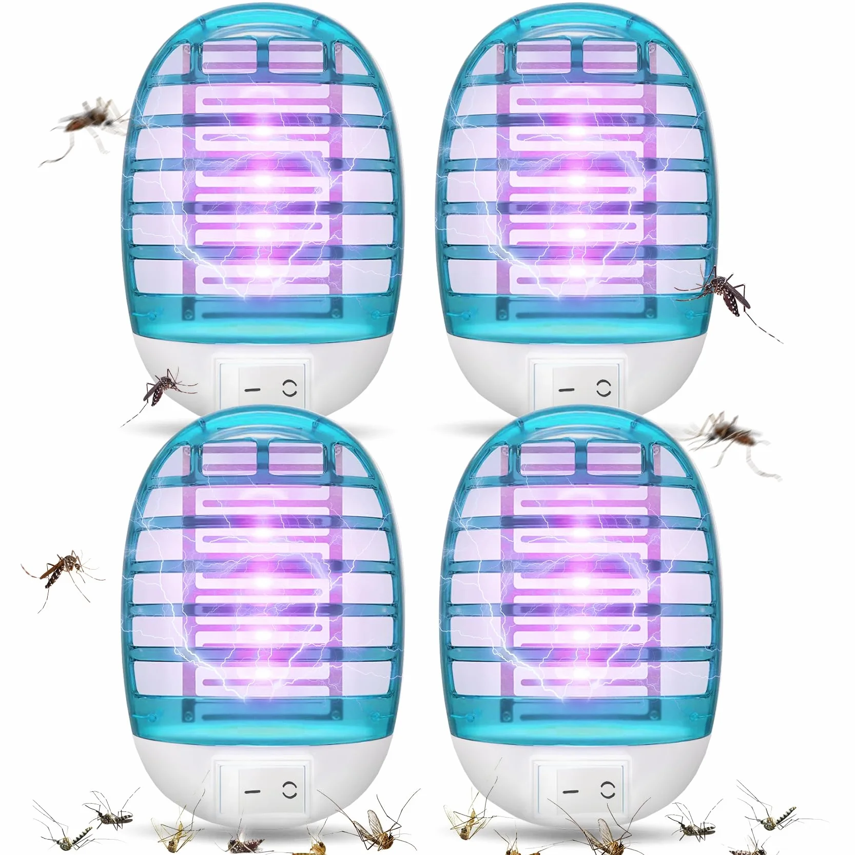 Lampe Anti Moustique,2026 Nouveau Electrique Anti Moustique 4 Tue Mouche Electrique avec lumière UV Piège à Insectes électrique Répulsifs à Moustiques,Anti Mouches Sûr et Efficace