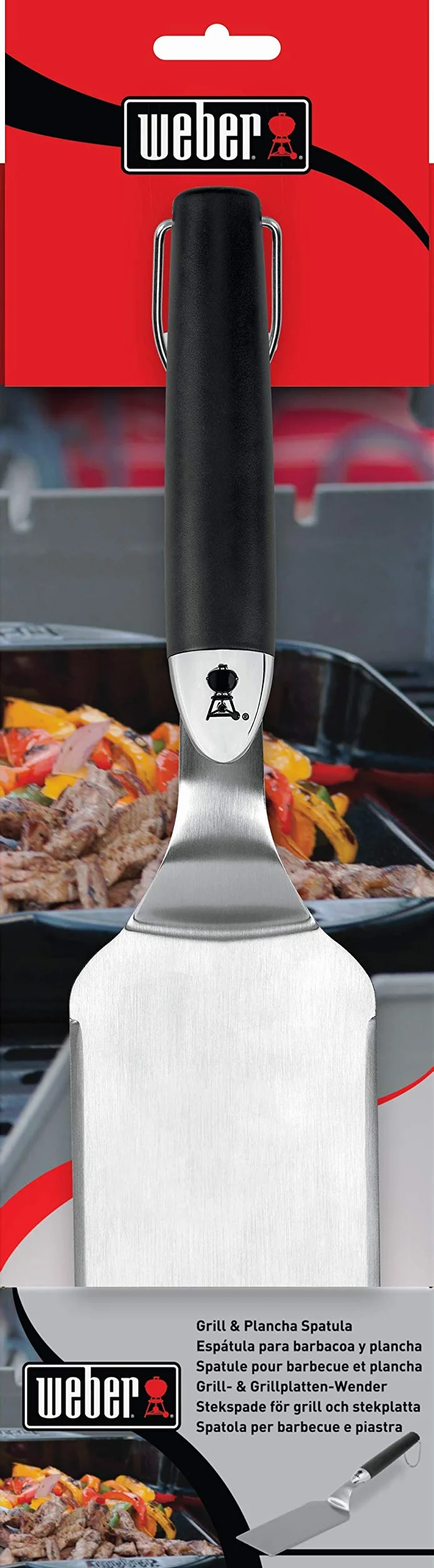 Weber Spatule premium (40cm), en acier inoxydable, avec poignée confortable antidérapante, lavable au lave-vaisselle - Noir/Argent (6206)