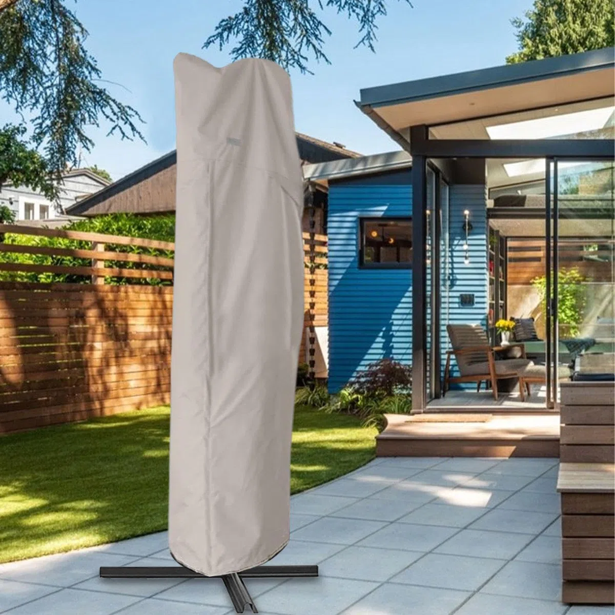 Housse de parasol déporté étanche | Housse de parasol d'extérieur robuste avec fermeture éclair | Parapluie cantilever incurvé et poteau droit anti-poussière pour terrasse
