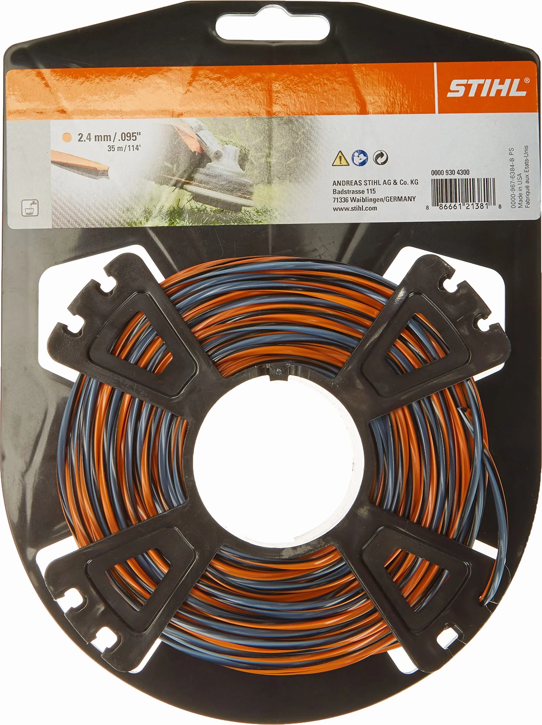 Stihl 00009304300 CF3 Pro mähfäden kreuzförmig avec carbonan partie, Orange