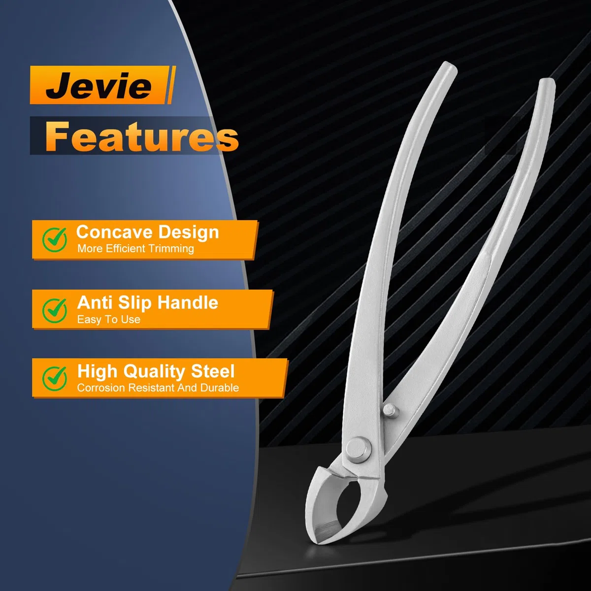 Jevie Cutter concave en acier inoxydable pour bonsaï et jardinage 20,3 cm