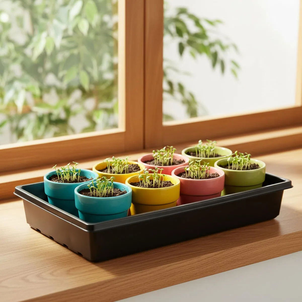 6 Pièce Plateau Semis Réutilisable Plateaux de Culture sans Trous avec Etiquette Semis pour Légume Fleurs Germination Hydroponique Jardin Serre (6, 39x29x6.5cm)