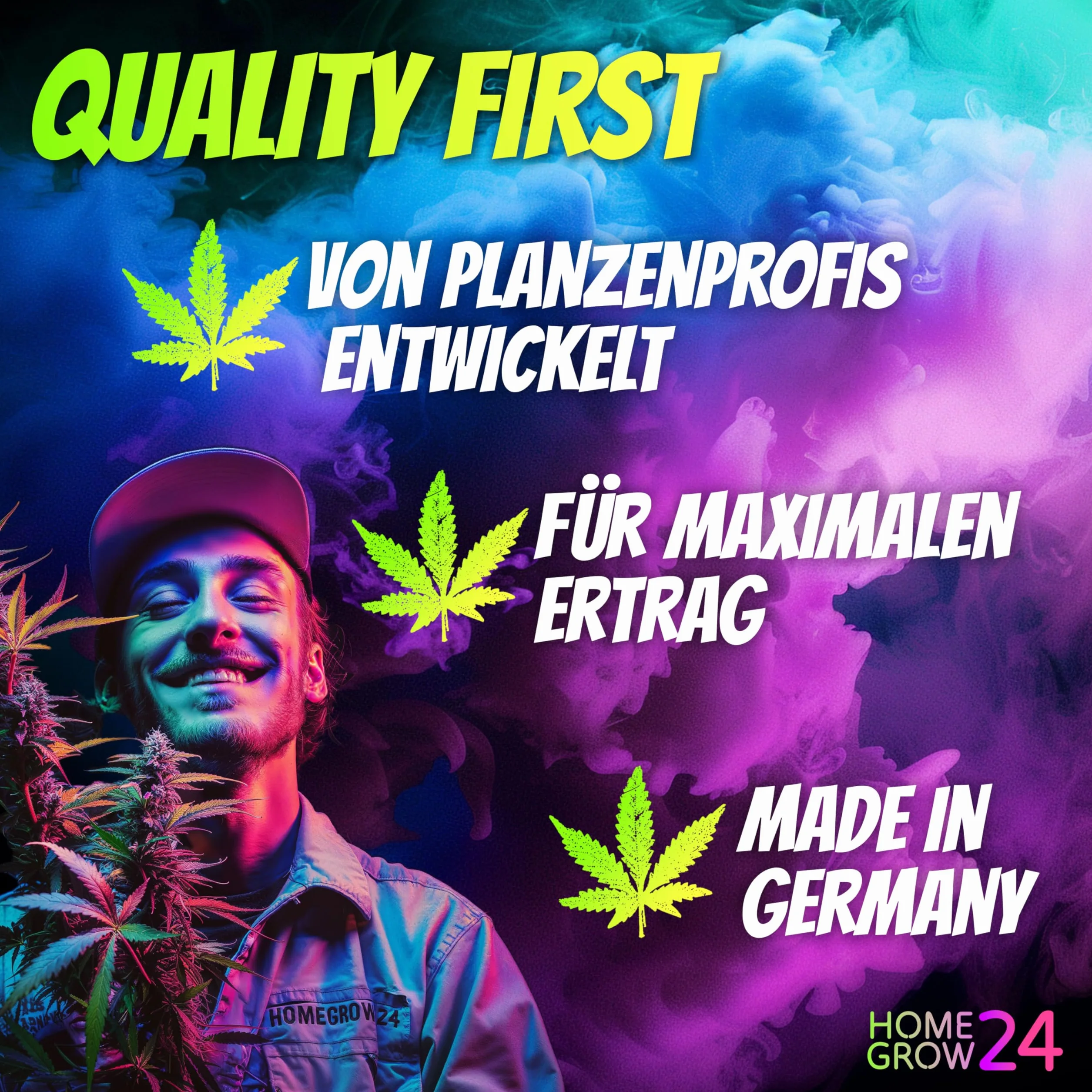 HOMEGROW24 Engrais pour Cannabis Duo - Grow et Bloom Engrais liquide NPK pour plantes d'intérieur, d'extérieur & autofloraison et kit de culture d'engrais pour chanvre adapté à la boîte de culture