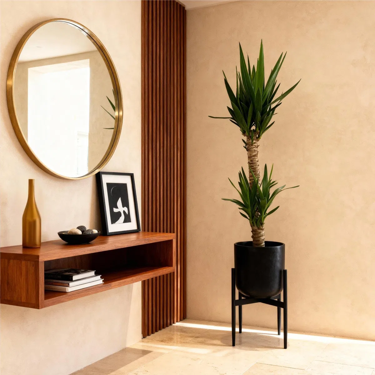 Green boutiQ - Plante d'intérieur - Yucca elephantipes - Yucca - Peu d'entretien - Vert - 1 - Pot 19cm - Hauteur 95cm