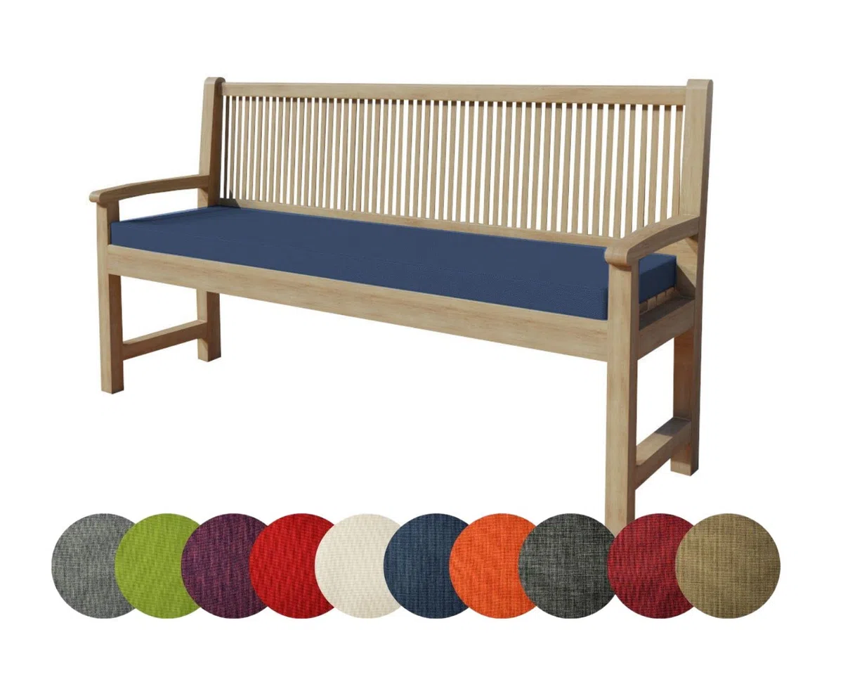 chilly pilley Coussin De Banc Housse Amovible Lavable Zip avec Passants Coussin pour Banc De Jardin Terrasse (100 x 40 x 5 cm, Bleu Foncé)
