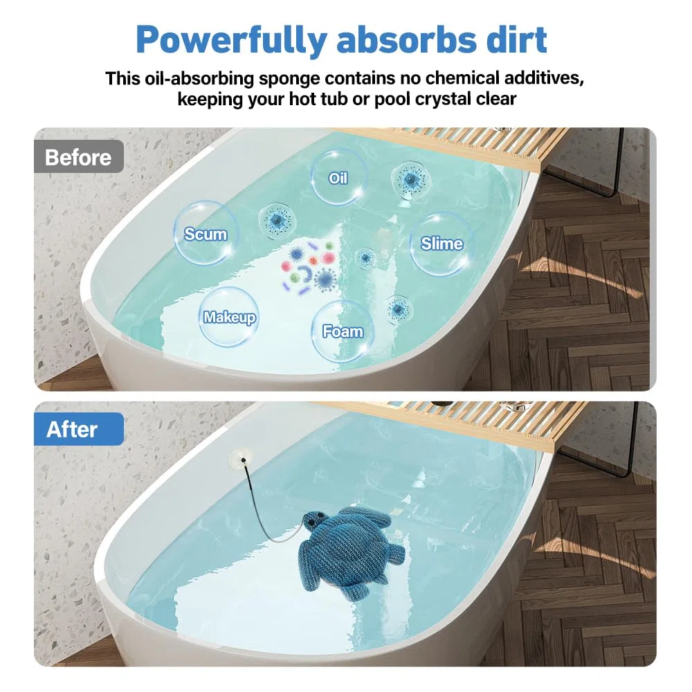 Absorbeurs de Piscine Réutilisables, 2 Pièce Absorbeur d'écume Spa, Réutilisable éponge Flottante Spa Anti Ecume, Éponge Absorbant l'huile, Nettoyant en Mousse pourSpa, Piscine