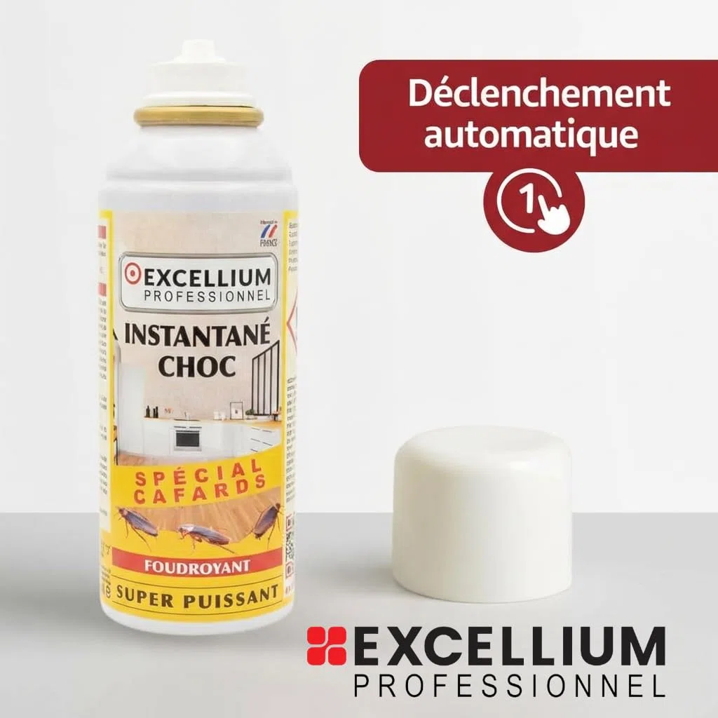 Excellium | Aérosol Fumigène Anti-Cafards Instantané Choc | 150 ml | 3 Semaines