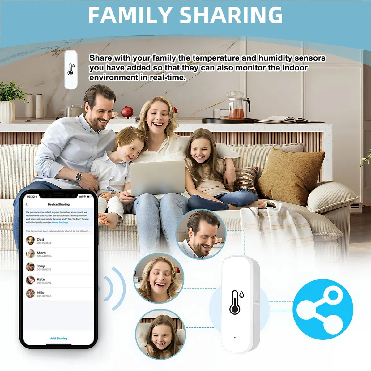 Thermomètre Hygromètre Connecté WiFi pour Intérieur et Extérieur Mini Thermomètre Connecté Wifi avec Smart Life/Tuya APP Mini Compatible Alexa Google Home pour Température Interieur et Humidité