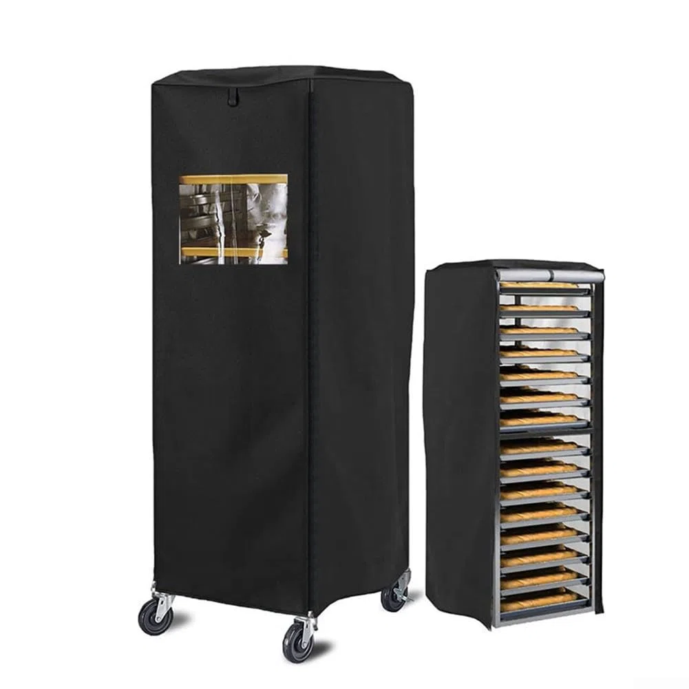 Yuanpgky Housse en polyester 420D avec fermeture éclair, design ventilé et rangement pliable compact pour pâtisserie commerciale ou à grande échelle - Noir, 59 x