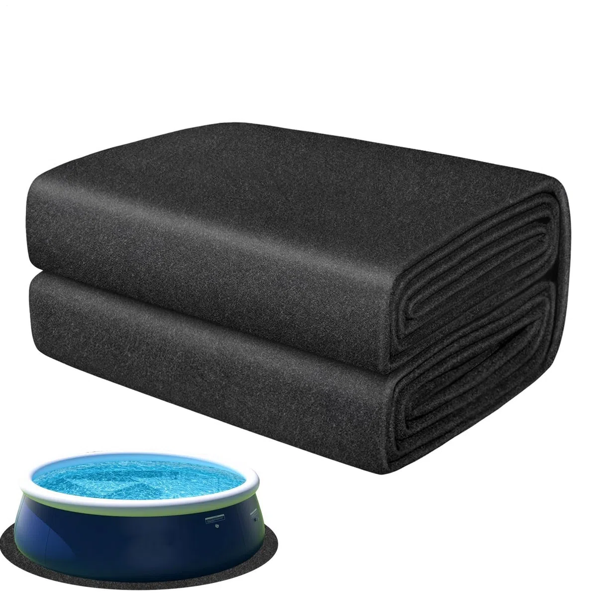 Tapis de revêtement de piscine hors sol | Tapis rond de 4,6 m | Tapis de protection de base épais | Pour piscines hors sol, empêche les crevaisons et prolonge la durée de vie de la doublure