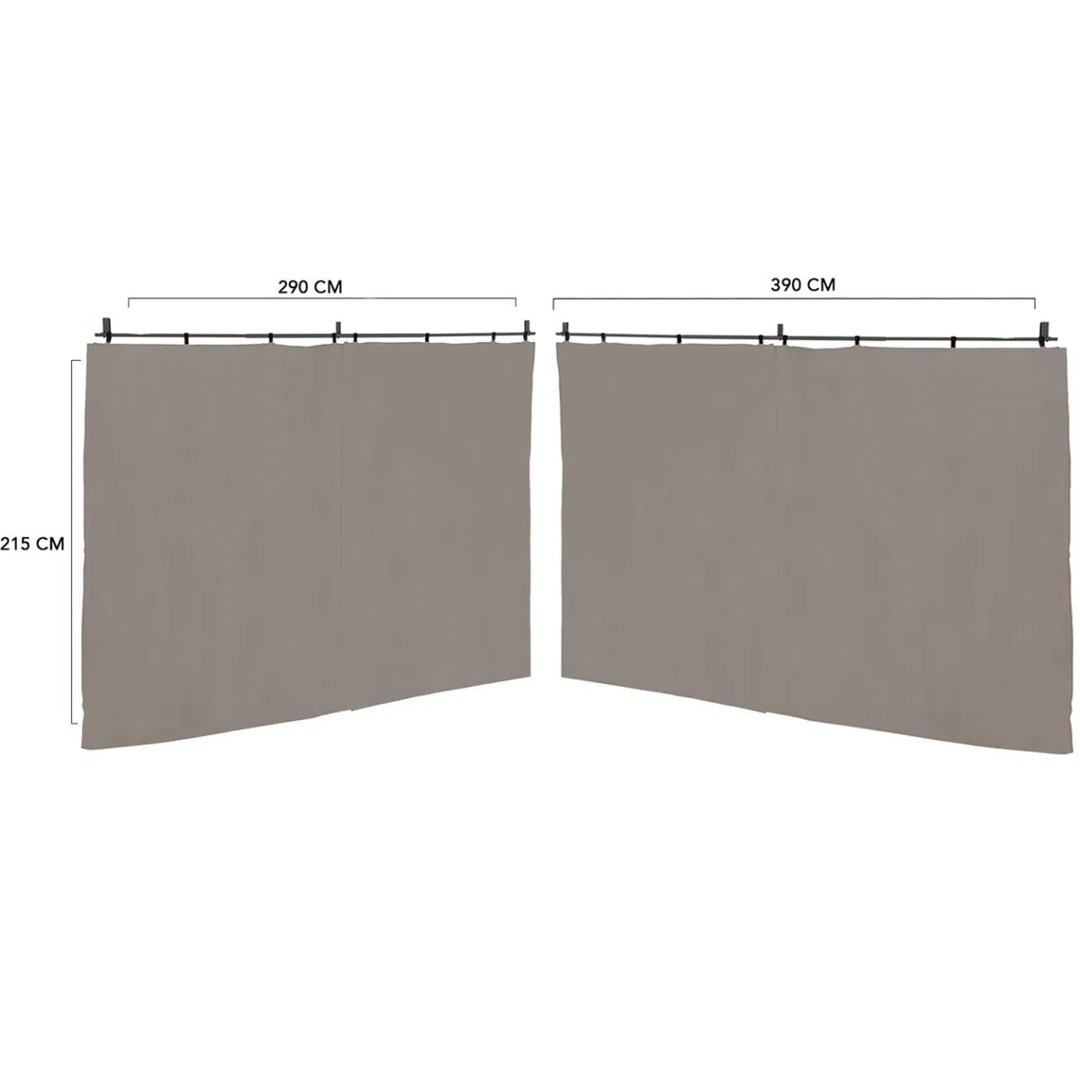IDMarket - Lot de 2 Rideaux pour pergola Taupe 3 et 4 M Panneaux muraux avec Fermeture éclair