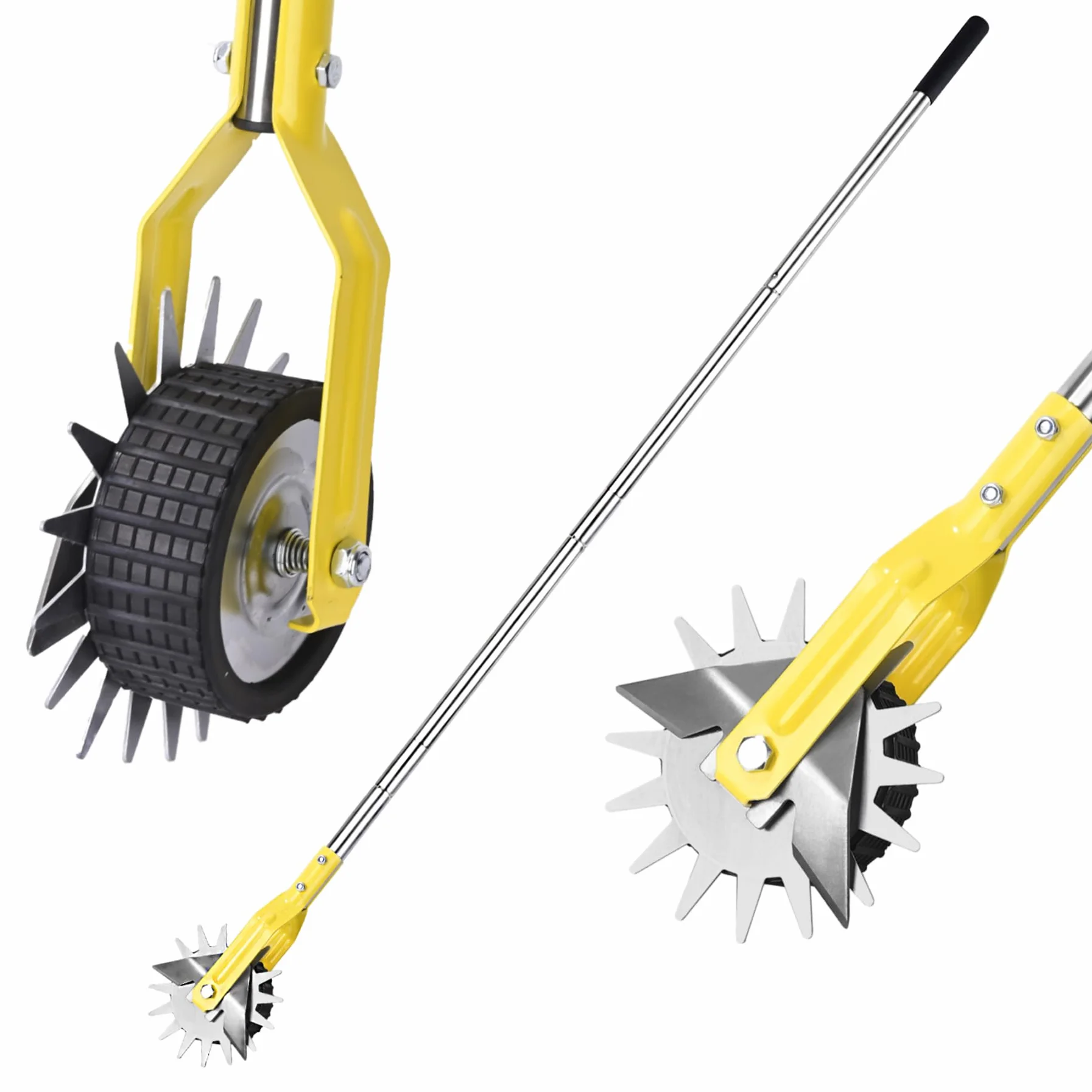 YEELOR Coupe-bordure rotatif en acier inoxydable jaune - Longueur réglable - Outil de jardin manuel pour trottoirs, jardins, allées et bordures de parterres de fleurs