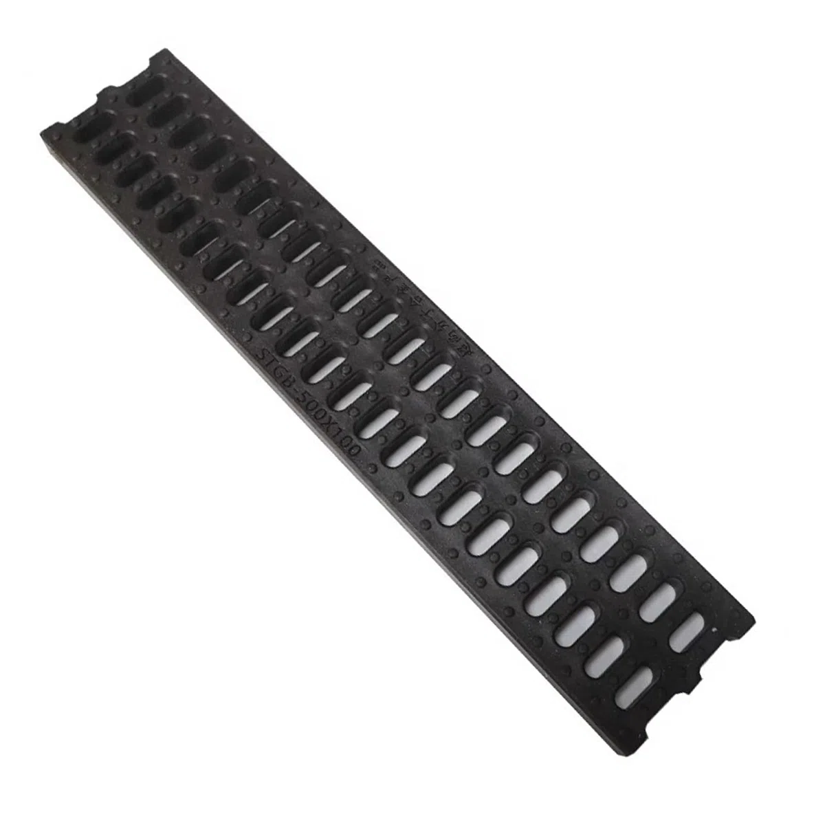 Caniveau Exterieur Grille de Drainage à Canal Étroit de 10 cm de Largeur, Plaque de Tranchée de Drainage en PEHD avec Grille, Couvercle de Canal de Drainage de Gouttière pour Le Côté de La Maison