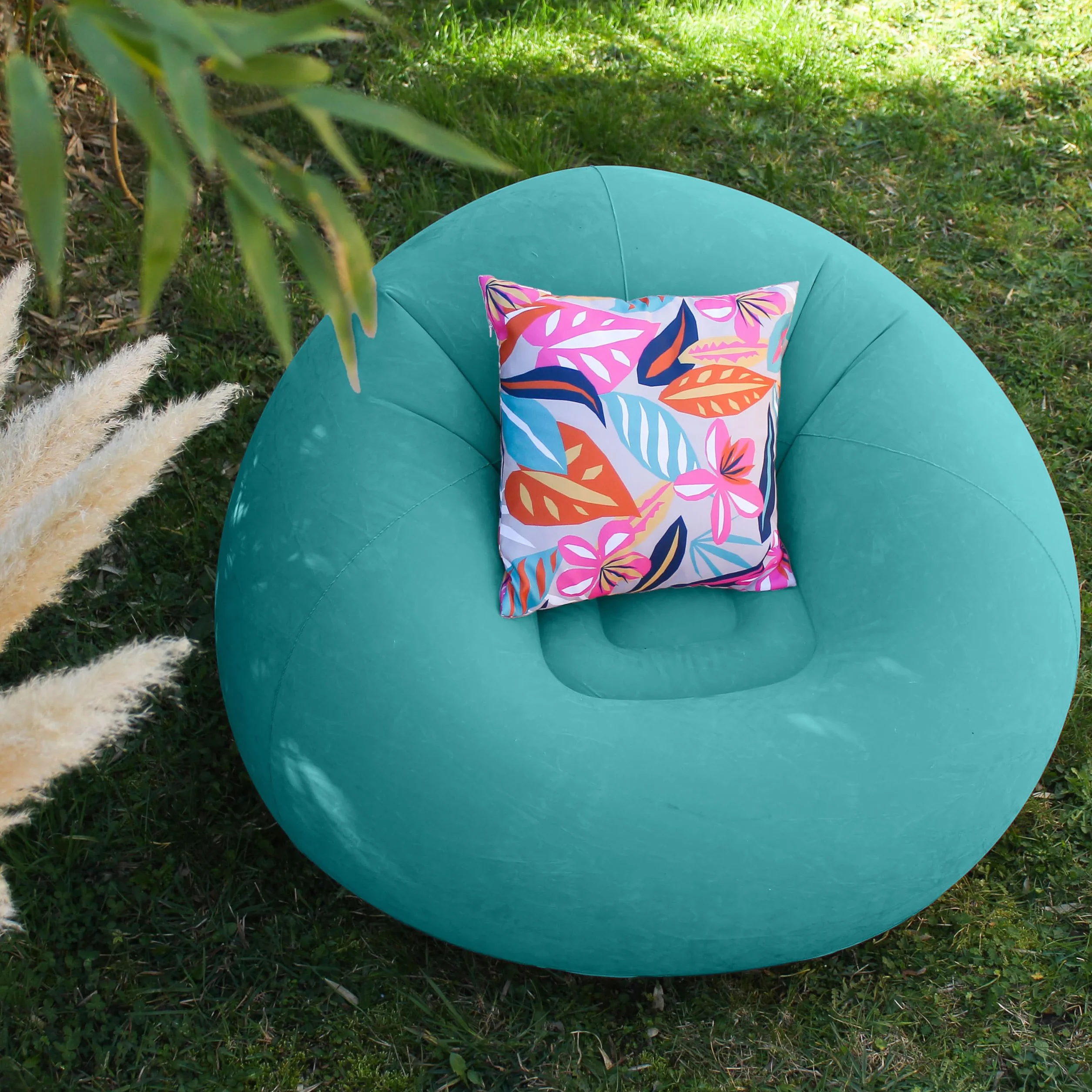 Fauteuil d'extérieur Gonflable, 100x100 cm, Turquoise, 100% PVC Flocké, Collection Jardin Costa