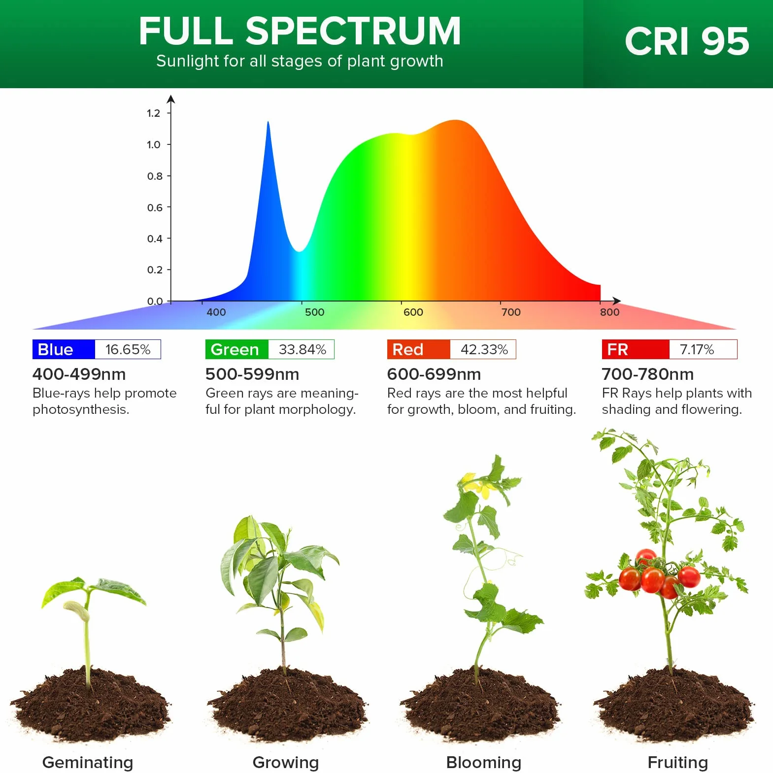 SANSI Lampe Plantes Dimmable - Croissance Horticole LED 10W à Spectre Complet, 4 Luminosités, Minuterie 3/6/12H, Culture Avec Clip Pour Petites Plantes Intérieures - Paquet de 1